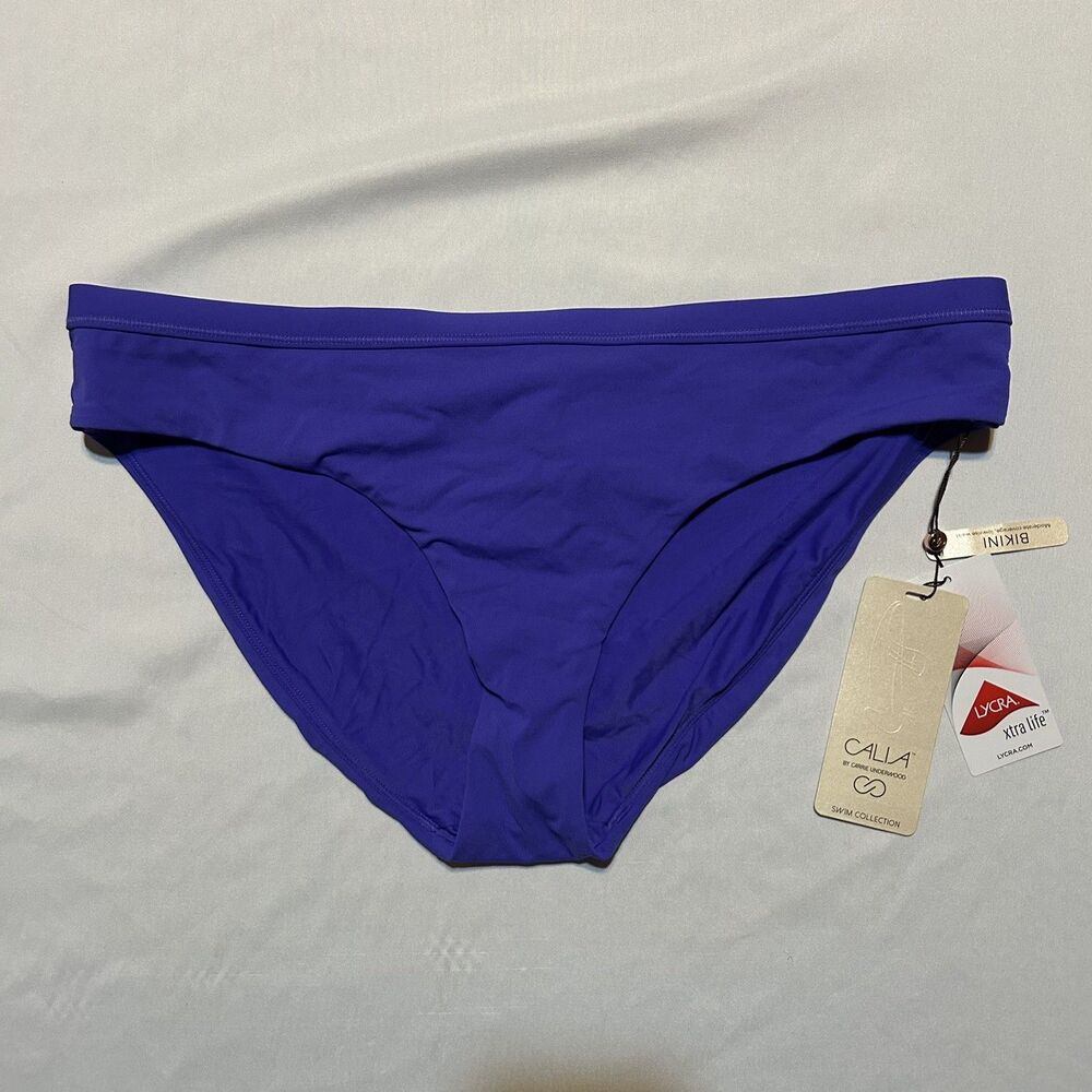 Calia Swim Bottom Large Womens Purple Core Mid Rise Bikini Swimwear NWT
